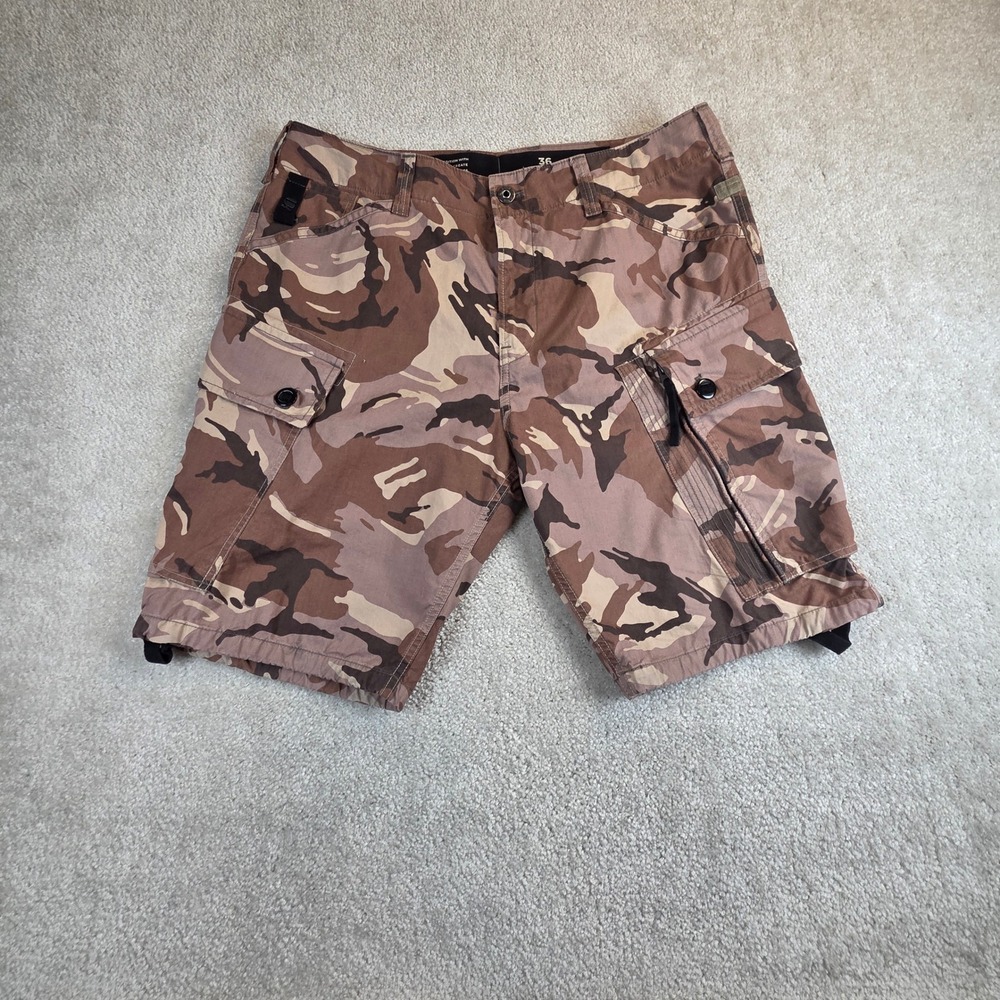 G-Star Raw Men Brown Camo Roxic Cargo Shorts Size 36x10 Gorpcore Streetwear